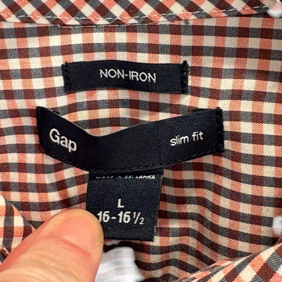 Gap Non Iron Mens Button Down Shirt Plaid Size Large Slim Fit 100% Cotton - Picture 3 of 6